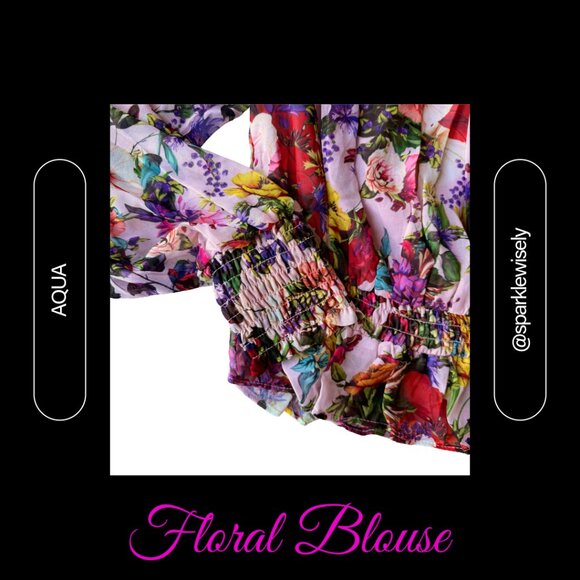 AQUA Ruffled Floral Sheer Blouse - Picture 3 of 9